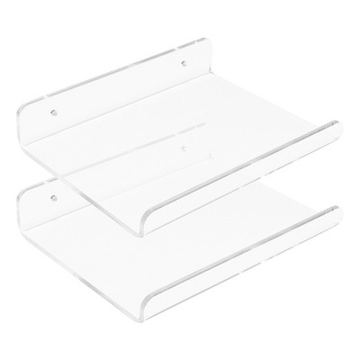Unique Bargains Acrylic Floating Storage Display Wall Shelves for Bathroom Bedroom