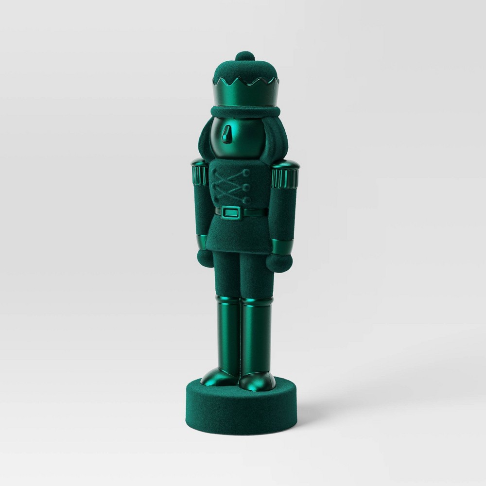 11.5" Christmas Green Flocked Nutcracker with Glittered Finish - Wondershop™