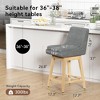 JUJABU 26 Inch Linen Fabric Upholstered Swivel Barstools Set of 2 with Solid Wood Legs, Dark Gray - 3 of 4