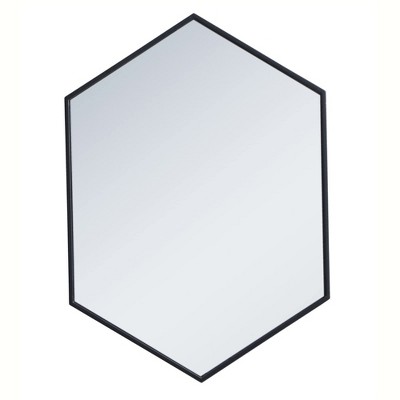 Elegant Lighting Metal frame hexagon mirror 24 inch in Black