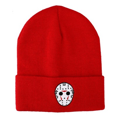 Friday The 13th Jason Voorhees Hockey Mask Red Unisex Cuff Beanie