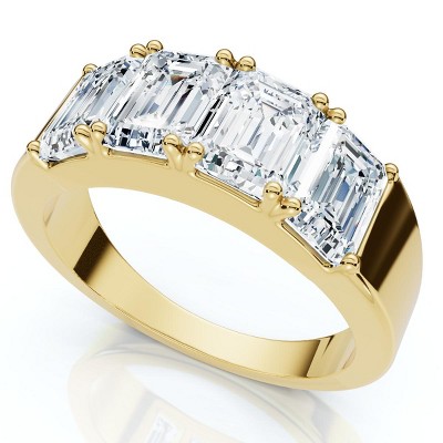 Pompeii3 2 1/4Ct Tetrad Diamond Ring Emerald Cut Anniversary Band 14k Gold/Pt Lab Created