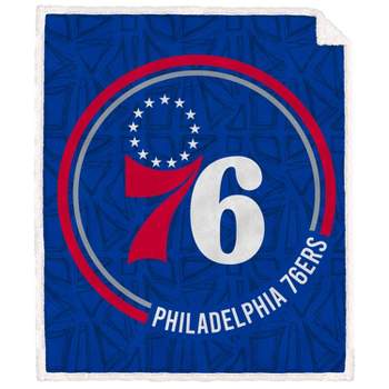 NBA Philadelphia 76ers Doodle Circle Flannel Fleece Faux Shearling Blanket