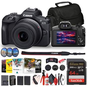 Canon EOS R100 Mirrorless Camera with 18-45mm Lens + Filter Kit + Corel Software + More