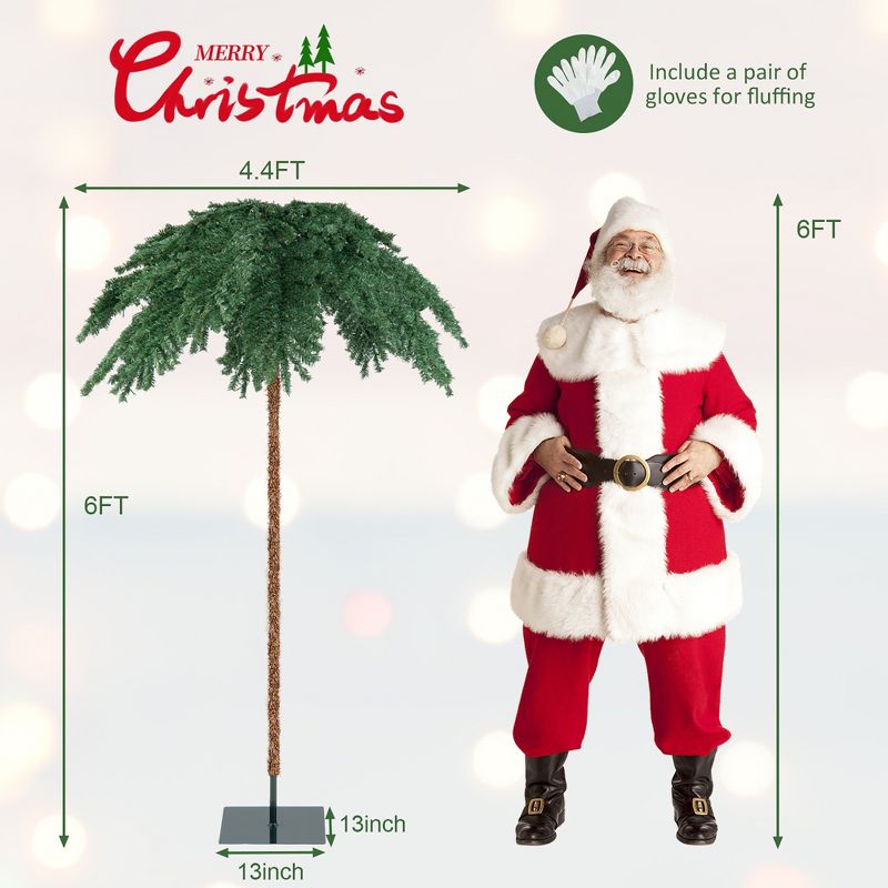 Costway 6 FT Pre-Lit Artificial Christmas Tropical Palm Tree w/ 813 Tips& 250 LED Lights, 4 of 11