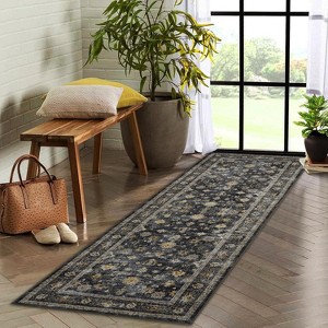 Coucheta Vintage Area Rug Washable Non-Slip Low Pile Soft Throw Carpet for Living Room Bedroom Kitchen,  Multi-Color & Size - 1 of 4