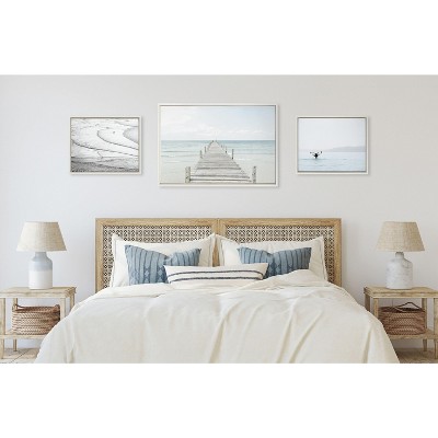 Coastal Ocean Beach Canvas Print Set with White Frames