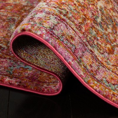 Luxor Fuchsia and Gold Hand-Knotted Runner Rug