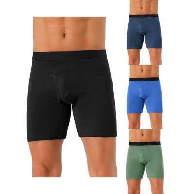 INSPIRE CHIC Men's 4 Pack Solid Color Soft Stretch Open-fly Basic Boxer Briefs