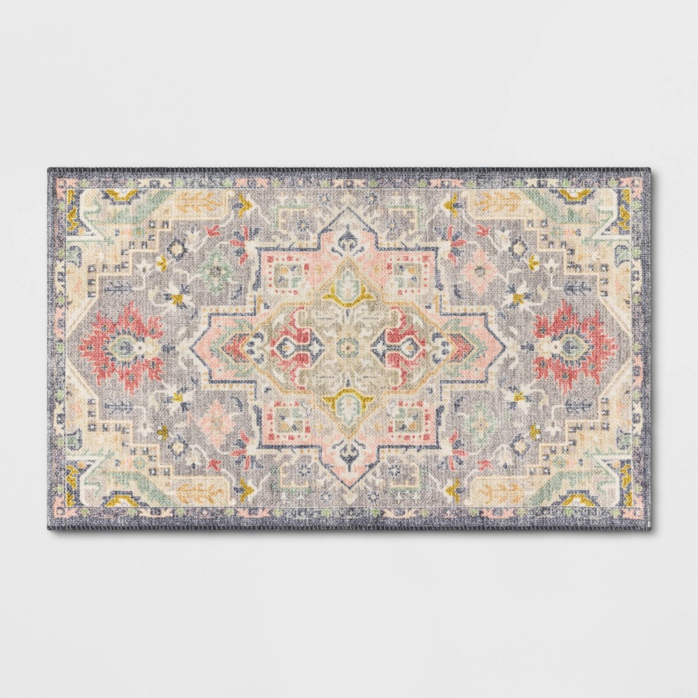 Photos - Area Rug 2'3"x3'9" Washable Zebrina Medallion Persian Style Printed Accent Rug Gray