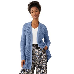 ellos Plus Size Open Front Waffle Cardigan - 1 of 3