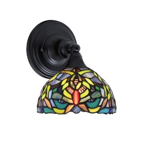 Toltec Lighting Any 1 - Light Sconce in  Matte Black with 7" Kaleidoscope Art Glass Shade - 1 of 1