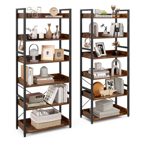 TribeSigns 6-Tier Bookshelf 70.9 inch Tall Bookcase, Vintage Industrial  12-Shelf Display Shelves