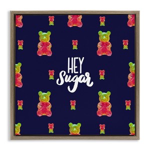Stupell Industries Hey Sugar Candy Bear Floating Frame Canvas Art - 1 of 4
