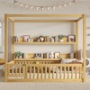 KWPZQEB Twin/Full Size Bed with Canopy, Wood Floor Bed Frame with Bookshelves & Safety Guardrail, Montessori Bed for Kids, No Spring Box Needed - 2 of 4