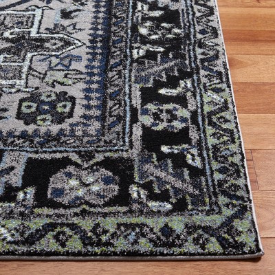 Vintage Light and Dark Grey Oriental Runner Rug