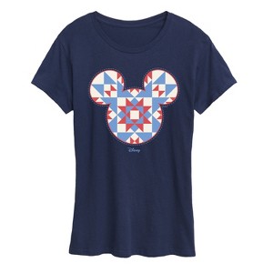 Women's - Disney - Mickey Ears Quilt Short Sleeve Graphic T-Shirt - 1 of 4