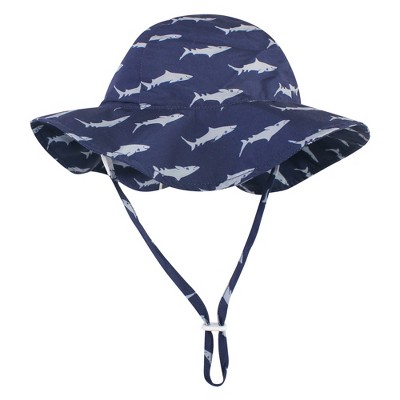Hudson Baby Infant and Toddler Boy Sun Protection Hat, Blue Shark