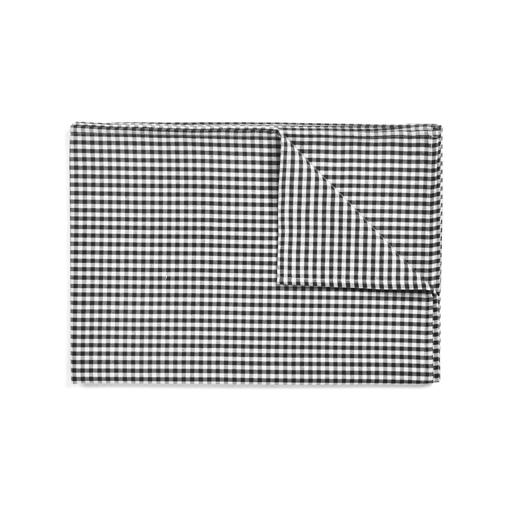Photos - Tablecloth / Napkin 84" x 60" Cotton Gingham Tablecloth White/Black - Lush Décor