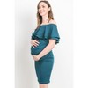 Hello Miz Women's Off Shoulder Double Ruffle Maternity Dress - 2 of 4
