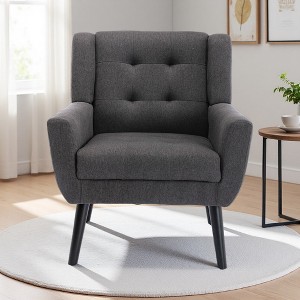 Modern Accent Chair with Curved Back and Padded Seat - 1 of 4