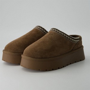 CUSHIONAIRE Women’s Kabuki Genuine Suede Platform Mule Slippers with Memory Foam, Indoor/Outdoor, Wide Widths Available - 1 of 4