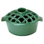 Minuteman International T-50-GR Enameled Finish Cast Iron Indoor Wood Stove Fireplace Steamer Humidifier with Lattice Top, Green