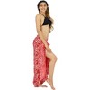 LA LEELA Women's Beach Bathing suit Wrap Bikini Swimwear Cover up Summer Wraps Swimsuit Sarong Skirts for Women One Size Orange, Floral - 3 of 4