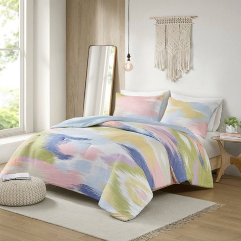 5Pc Fluffy Comforter Set - Queen Size - Rainbow