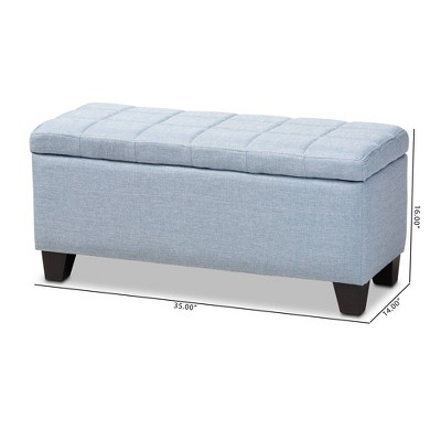 Light Blue Tufted Fabric Storage Ottoman with Black Wood Feet