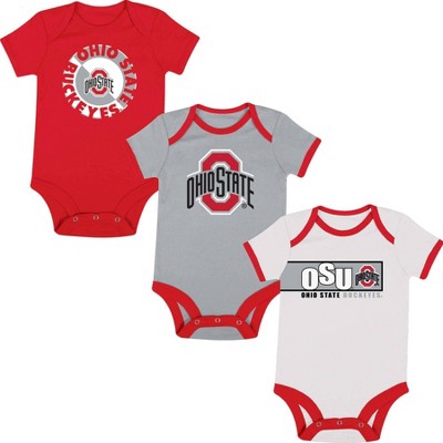 Image of NCAA Ohio State Buckeyes Infant Boys' 3pk Bodysuit - 6-9M