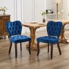 Set of 2 French Tufted Velvet Dining Chairs with Upholstered High Back,Nailhead Trim and Solid Wood Legs for Dining Room-Baofuwish - 2 of 4