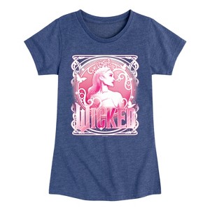 Girls' - Wicked - Glinda Pink Portrait and Logo Fitted Short Sleeve Graphic T-Shirt - 1 of 4