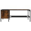 vidaXL Smoked Oak Coffee Table with Rack, Industrial Style Engineered Wood and Metal Frame, Stable Sofa Table with Storage Shelf - 3 of 4