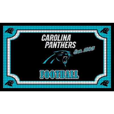 Evergreen NFL Carolina Panthers Embossed Outdoor-Safe Mat - 30" W x 18" H Durable Non Slip Floormat for Football Fans