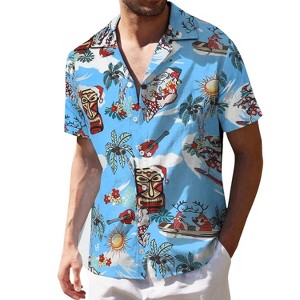 Men's Hawaiian Short - Sleeve Shirt, Classic Aloha Button - Down, Casual Beach Party Vacation Top - 1 of 4