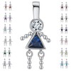 Baby Boy Birthstone Charm for Mom |Girl Birthday Kids for Family Tree Grandma Grandkids Necklace by Ginger Lyne CZ  Sterling Silver - 2 of 4
