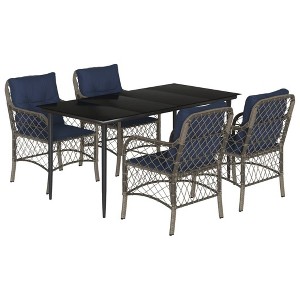 vidaXL Garden Dining Set Grey PE Rattan 5 Piece Set Removable Covers - 1 of 4