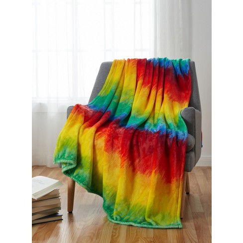 Rainbow plush 2025 throw blanket