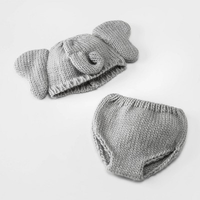 Photo 1 of Baby Elephant Hat and Diaper Cover Set - Cloud Island Gray 0-12M