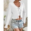 BLUEMING Summer Cardigan Sweaters for Women Cropped Lightweight Front Tie Cardigan with Eyelet Knit Rib Texture Caridigan - 2 of 4