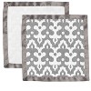 Bacati - Ikat Gray Dots/Damask Muslin 2 pc Security Blankets - 3 of 4