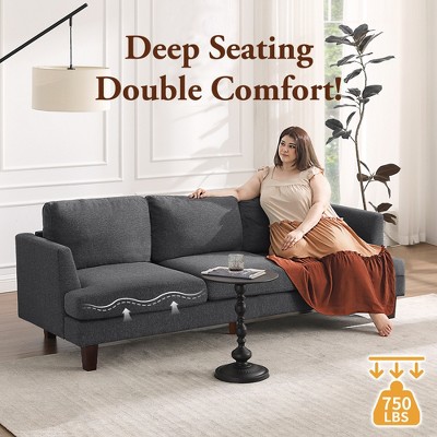 Gerrico 89" 3 Seater Sofa Couch with Deep Seats, Upholstered Sofa with Armrests, Comfy Couches for Living Room, Apartment and Office