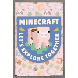 Trends International Minecraft - Let's Explore Together Framed Wall Poster Prints - 1 of 4