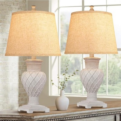 ROTTOGOON Table Lamps Set of 2, Bedside Touch Lamp with USB C+A Charging Ports, Side Table Lamp with White Fabric Shade (LED Bulbs Included)