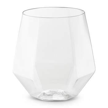 Smarty Had A Party 12 oz. Clear Hexagonal Stemless Plastic Wine Goblets (64 Glasses)