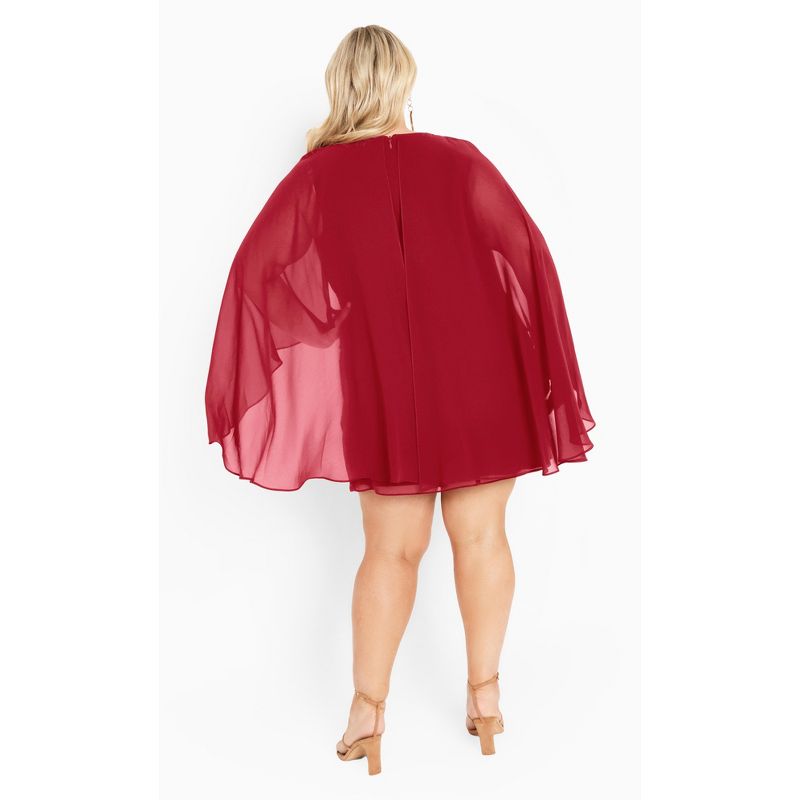 Women's Plus Size Nina Cape Dress - ruby | AVENUE, 3 of 6