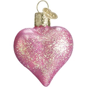 Old World Christmas Blown Glass Ornament for Christmas Tree, Heart Pink - 1 of 3