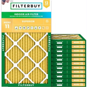 Filterbuy 13.25x22.75x1 Air Filter (12-Pack), Pleated MERV 11 Allergen Defense Replacement HVAC AC Furnace Filters (Actual Size: 13.25 x 22.75 x 0.75) - 1 of 4