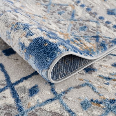 Hannah Moroccan Blue and Cream 5' x 7' Area Rug